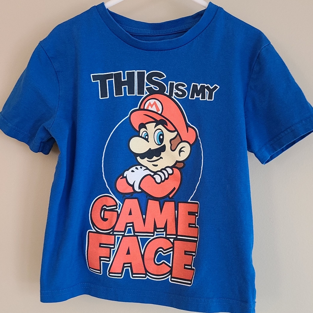 SUPER MARIO blue short sleeved tee shirt
